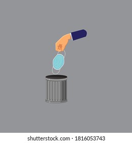 please throw masks here. vector illustrations
