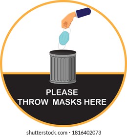 please throw masks here. vector illustrations