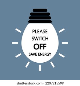 Please Turn Off Electricity Energy Saving Stock Vector (Royalty Free ...