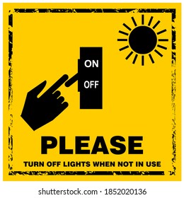 Please, turn off lights when not in use, sticker vector