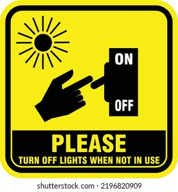 Please, turn off lights when not in use, sticker vector