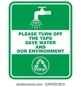 Please Turn Off the taps save water and our environment, poster vector