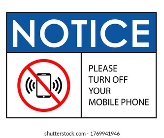 Please turn off your mobile phone notice with lettering design vector illustration