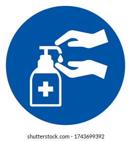 Please Use Hand Sanitiser Symbol Sign, Vector Illustration, Isolate On White Background Label. EPS10 