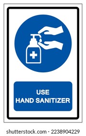 Please Use Hand Sanitiser Symbol Sign, Vector Illustration, Isolate On White Background Label. EPS10 