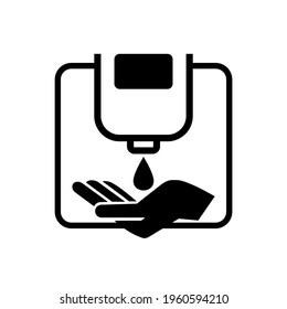 Please Use Hand Sanitizer Befor Entering Black Icon, Vector Illustration, Isolate On White Background Label. EPS10