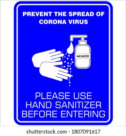 Please use hand sanitizer before entering, poster vector