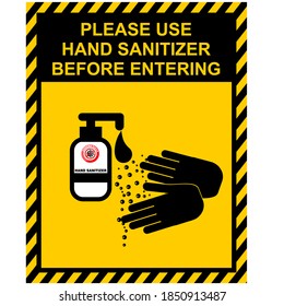 Please use hand sanitizer before entering, label sticker