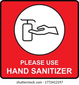 Please Use Hand Sanitizer Hygiene Warning Poster Icon. Vector Image.vector illustrations