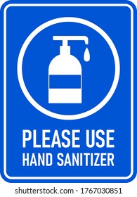 Please Use Hand Sanitizer Vertical Hygiene Warning Poster Icon with an Aspect Ratio of 3:4 and Rounded Corners. Vector Image.