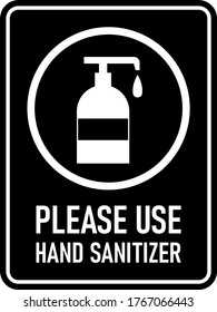 Por favor, utilice el icono de aviso de advertencia de higiene vertical Sanitizer con una relación de aspecto de 3:4 y esquinas redondeadas. Imagen vectorial.