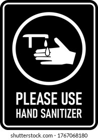 Please Use Hand Sanitizer Vertical Hygiene Warning Poster Icon with an Aspect Ratio of 3:4 and Rounded Corners. Vector Image. - Shutterstock ID 1767068180