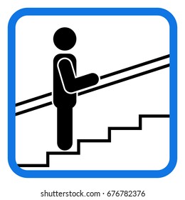 Please use handrail in escalator. Sign. Vector illustration.