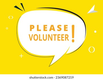 Please volunteer speech bubble text. Hi There on bright color for Sticker, Banner and Poster. vector illustration.