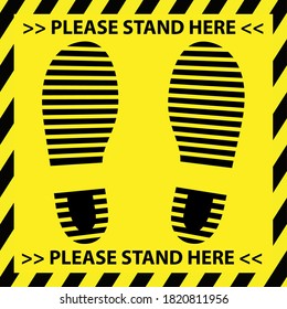 Please Wait Here Floor Decal | Thank You For Keeping a Safe Distance Sticker | Foot Print Guide - COVID-19 Sign Template