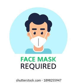 Please Ware A Face Mask, Man Wearing Face Mask Isolated on White Background