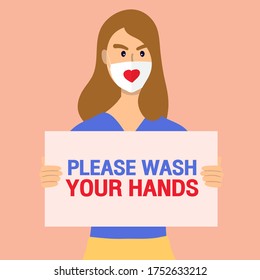 Please wash your hand concept, Quarantine, covid-19 icon, logo, vector, quarantine
