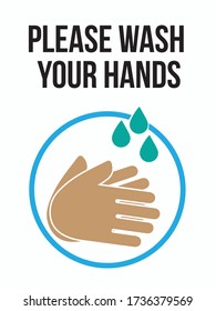 PLEASE WASH YOUR HAND SING VECTOR ILLUSTRATION.
