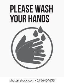 PLEASE WASH YOUR HAND SING VECTOR ILLUSTRATION.