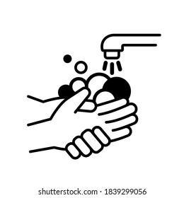 Please Wash Your Hands Black Icon,Vector Illustration, Isolated On White Background Label. EPS10