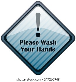 Please Wash Your Hands Diamond Shaped Sign, Vector Illustration. 