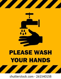 Please Wash Your Hands Sign, Vector Illustration.