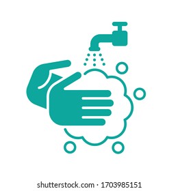 Please wash your hands with soap icon, Hand cleaning symbol to prevent virus and bacteria, Vector design illustration