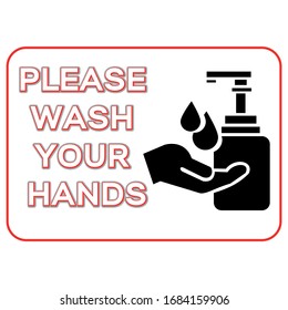 Please wash your Hands with symbol vector illustration design  isolated on white background, symbol for your web site design, icon logo, app, UI. Banner or any purpose. can change color.