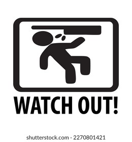 Please watch out your head sign. Template isolated on white background. 2D simple flat style graphic design. Can be used for any purposes. Vector EPS10 