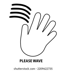 Please wave icon. 2D simple flat style graphic design. Template isolated on white background. Can be used for any purposes. Vector EPS10 
