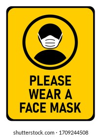 Please Wear A Face Mask Instruction Icon. Vector Image.