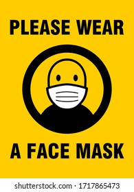 Please Wear a Face Mask Instruction Icon. Vector Image.