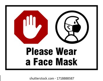 Please Wear a Face Mask Instruction Sign. Vector Image.