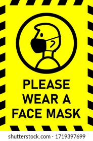 Please Wear a Face Mask Instruction Sign. Vector Image.