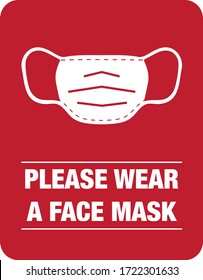 Please Wear A Face Mask Instruction Icon. Vector Illustration