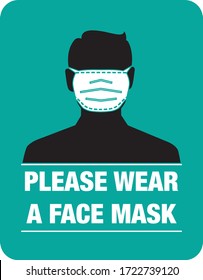 Please Wear A Face Mask Instruction Vector Image