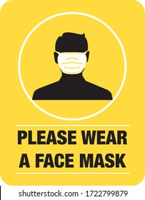 please wear a face mask instruction icon. vector illustration