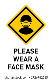 Please Wear a Face Mask Instruction Sign. Vector Image.