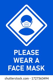 Please Wear a Face Mask Instruction Sign. Vector Image.