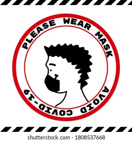 please wear a face mask instruction icon. vector illustration