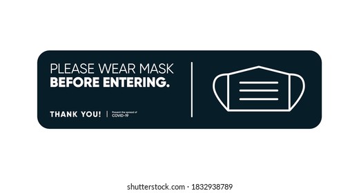 Please Wear A Face Mask Instruction Icon. Vector Image. Safety First. Mask required sign.