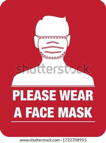 Please wear a face mask instruction icon vector illustration.