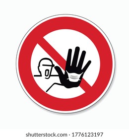 please wear a face mask or makeshift mask for coronavirus pandemic, prohibition sign, on white background. Vector illustration. Eps 10 vector file.