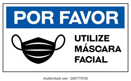 Please wear face mask in portuguese sign