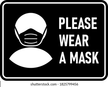 Utilice un icono de instrucción rectangular de máscara de cara con una relación de aspecto de 4:3 y bordes redondeados. Imagen vectorial.