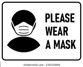 Please Wear a Face Mask Sign. Vector Image.