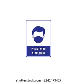 Please wear a face mask sign board vector graphics