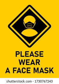 Please Wear a Face Mask Vertical Instruction Sign with an Aspect Ratio of 3:4. Vector Image.