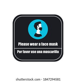 Please wear a facemask and man using mask in road sign of Covid 19 virus theme Vector illustration