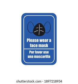 Please wear a facemask with mask in road sign design of Covid 19 virus theme Vector illustration